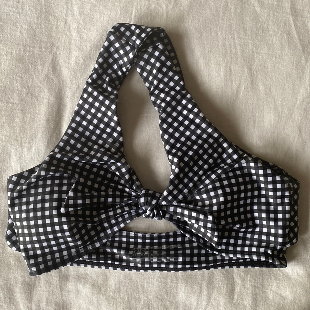 Albion Top Knot bikini top in gingham, size small